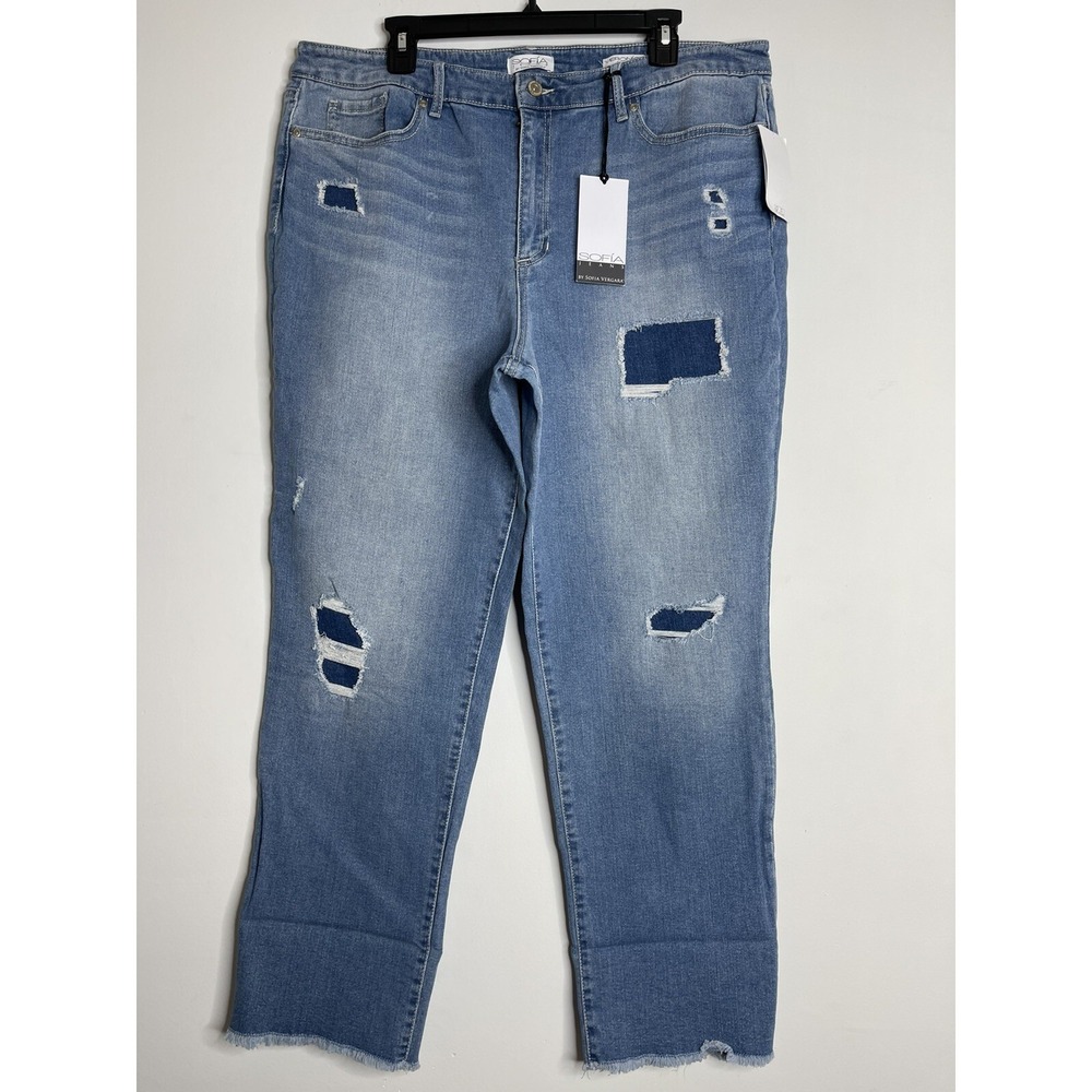 Sofia by Sofia Vergara NWT Size 20 Plus Veronica Straight Frayed Hem Distressed‎
